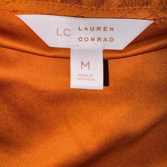 LC Lauren Conrad Orange Blouse with V-Neck - Picture 3 of 4